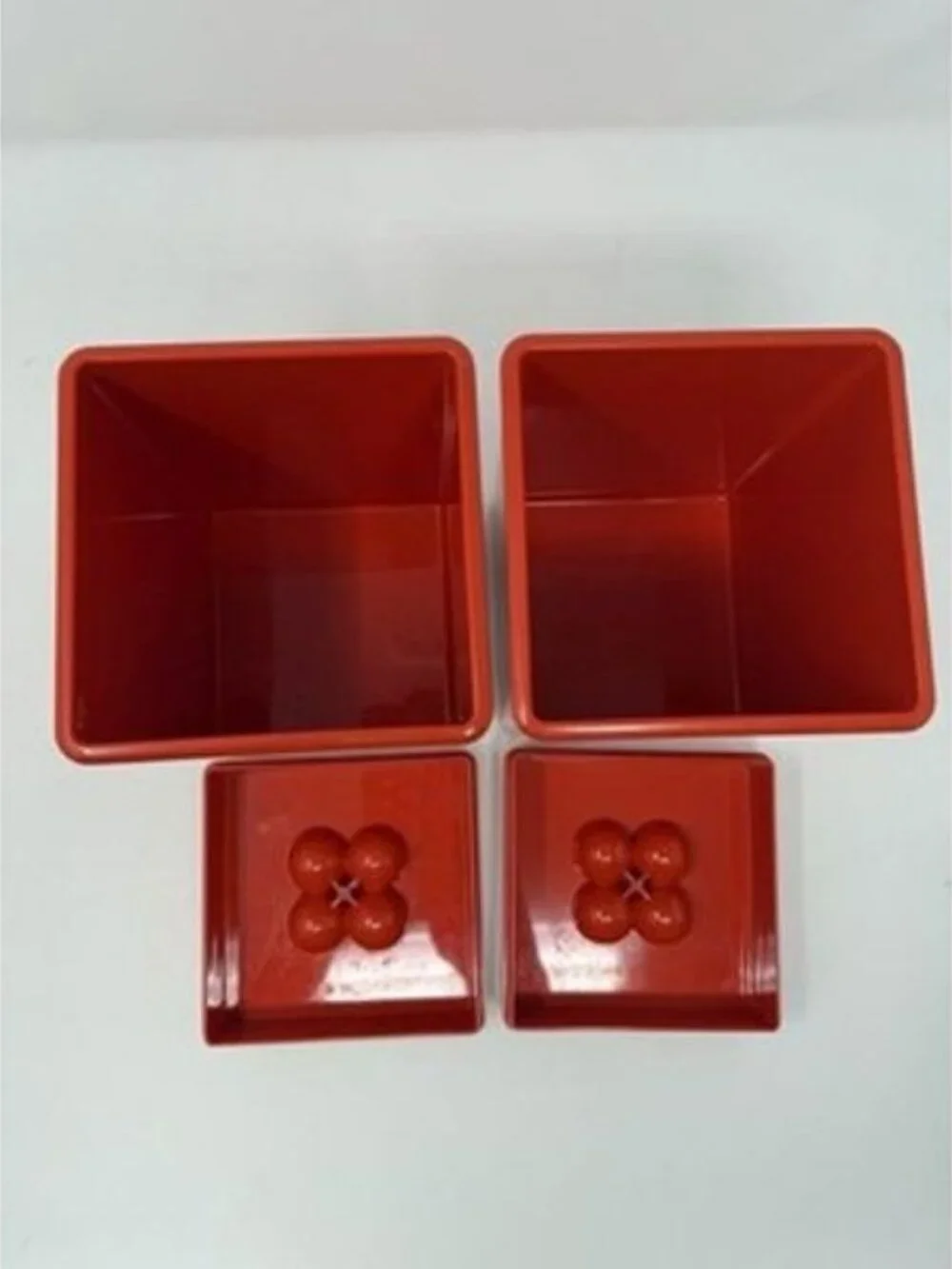 2 RED Dansk Gourmet Designs Denmark Canisters Set 2 Qt. 7 1/4